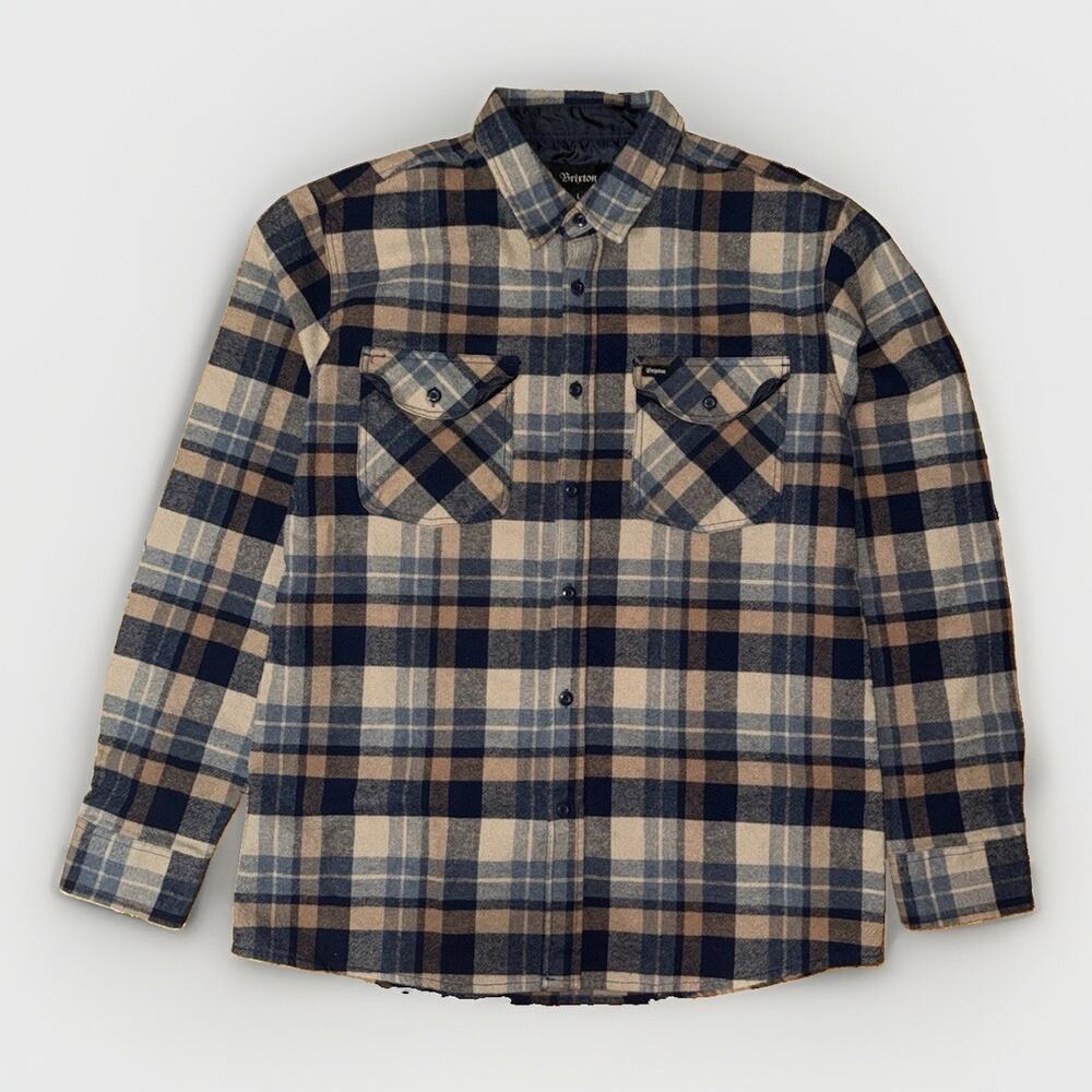 Brixton Flannel Brown Plaid L 23x30 Skateboarding Surfing Biker Workwear